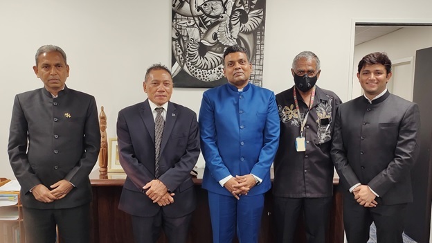 HC Inbasekar S. met with the Acting Foreign Minister Mr. Peter Shanel & Secretary to the Prime Minister Dr. Jimmie Rodgers of Solomon Islands and discussed the bilateral issues June 20,2022. 