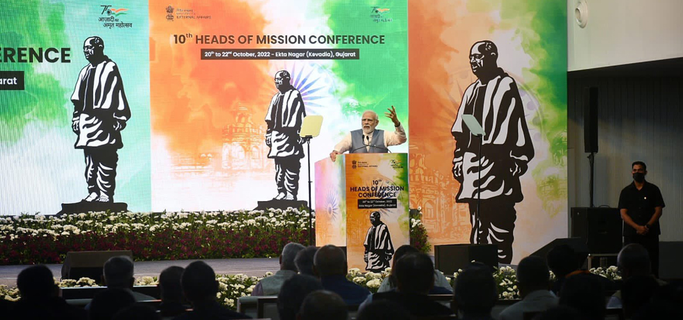 Hon’ble PM addressed 10th India’s Heads of Mission conference attended by HC Inbasekar S. LIFE event launched by PM in presence of UNSG Guterres, attended by HOMs in front of Statue of Unity, Kevadia, Gujarat on October 20, 2022.