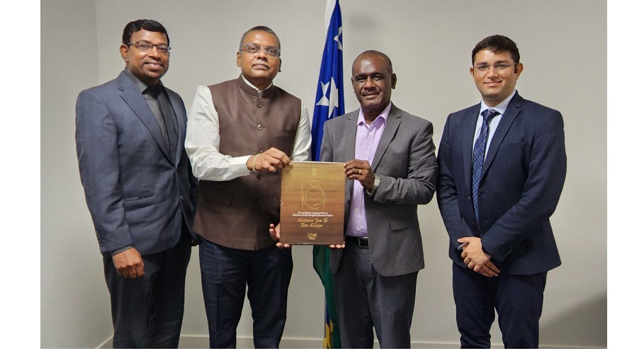 HC Inbasekar S met Solomon Islands Foreign Minister H.E. Jeremiah Manele & Permanent Secretary H.E. Colin Beck & discussed Grants-in-Aid proposals in Education, Health infrastructure, Telemedicine & requested SIs side to avail ITEC & ICCR scholarships(GSS) on February 06, 2023