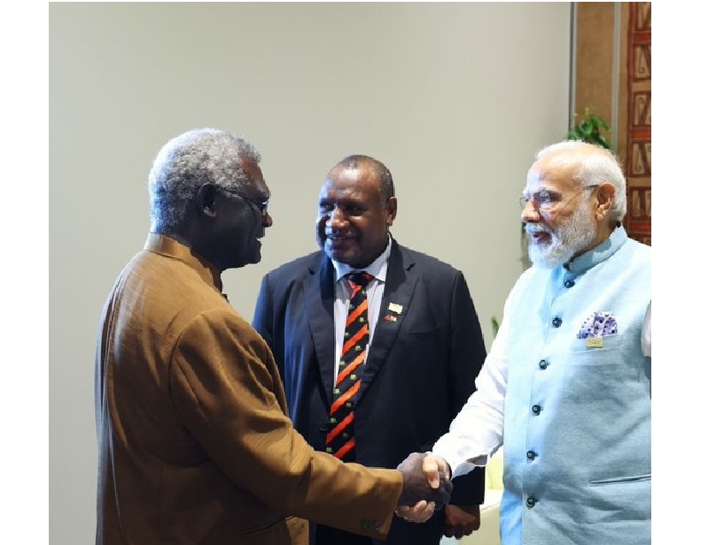 . Prime Minister Shri Narendra Modi had a meeting with PM H.E. Manasseh Sogavare of Solomon Islands on the sidelines of 3rd FIPIC Summit.