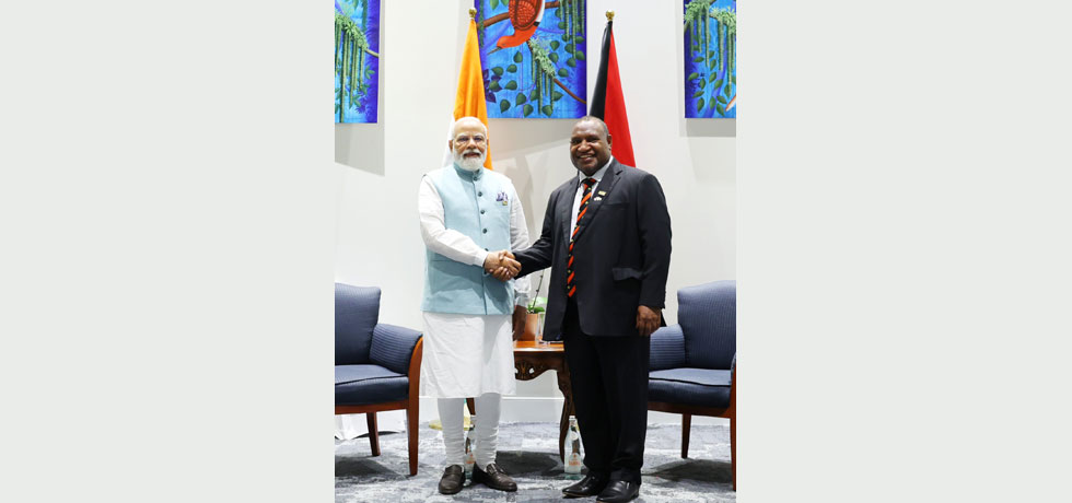 . Prime Minister Shri Narendra Modi held a bilateral meeting with Prime Minister H.E. James Marape on 22 May 2023 at APEC House in Port Moresby, Papua New Guinea.